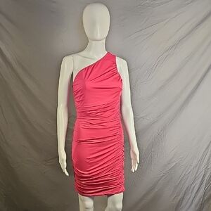 Pretty Garden Elegant Pink One-Shoulder Dress